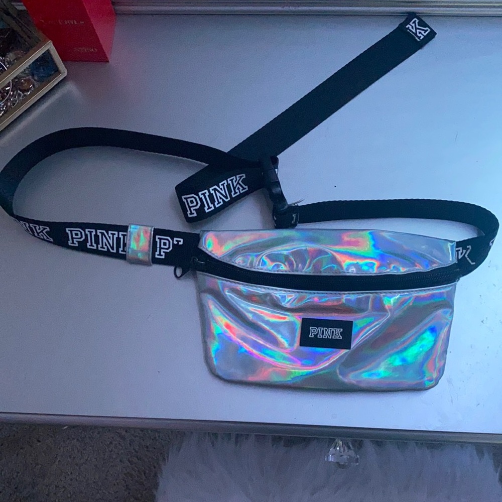 I’m selling a holographic Fanny pack , from the brand “pink”.
